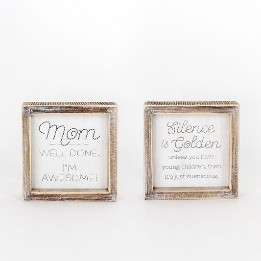 Mom Reversible Wooden Frame Sign