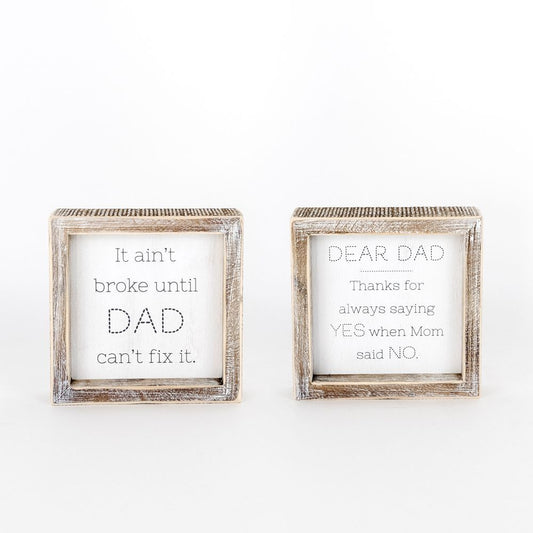 Dad/Yes Reversible Wooden Frame Sign