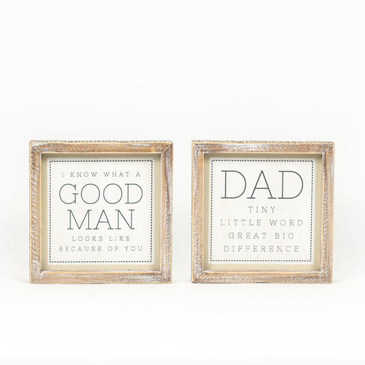 Good Man & Dad Reversible Wooden Frame Sign